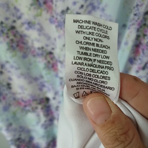 Nina Leonard Size 12 Sleeveless Midi Layered Ruffle Hem Dress Floral Blue Pink - Picture 9 of 16